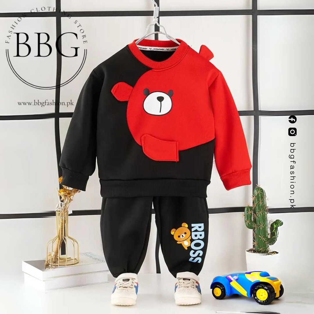 Black & Red Boss Kids Sweatshirt & Pant