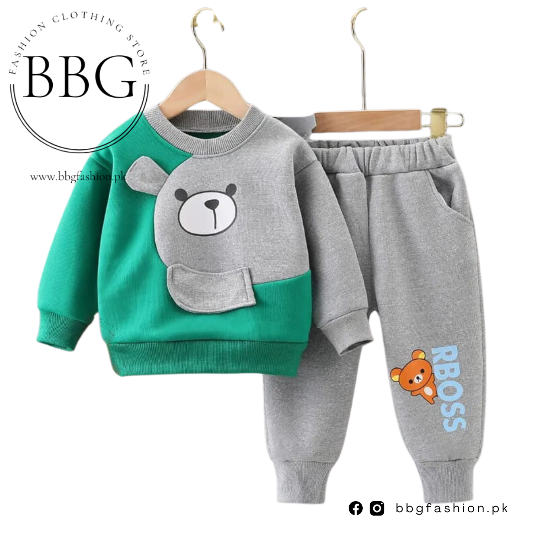 Green & Grey Boss Kids Sweatshirt & Pant
