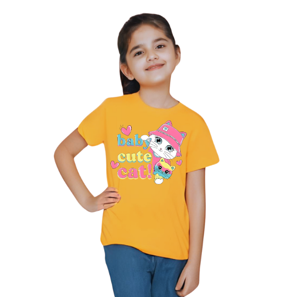 Baby Cat Printed T Shirt For Kids