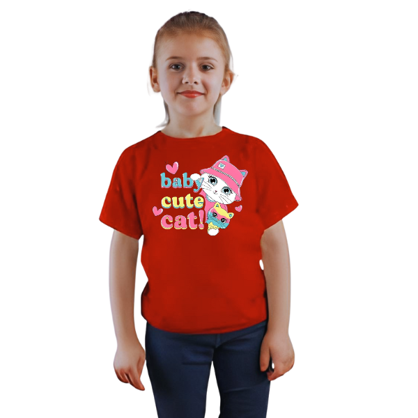 Baby Cat Printed T Shirt For Kids