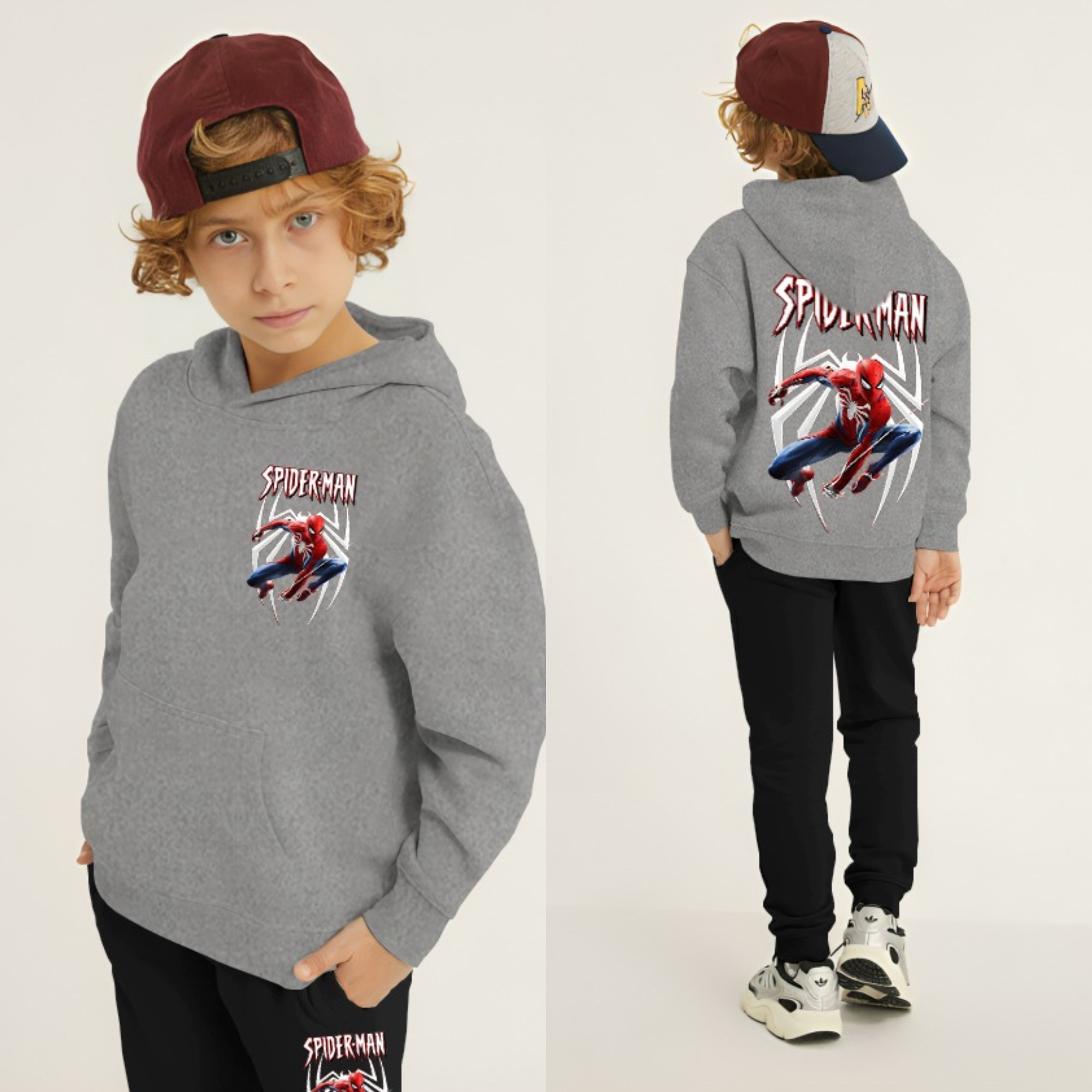 New Spiderman Printed Kids Hoodie Set