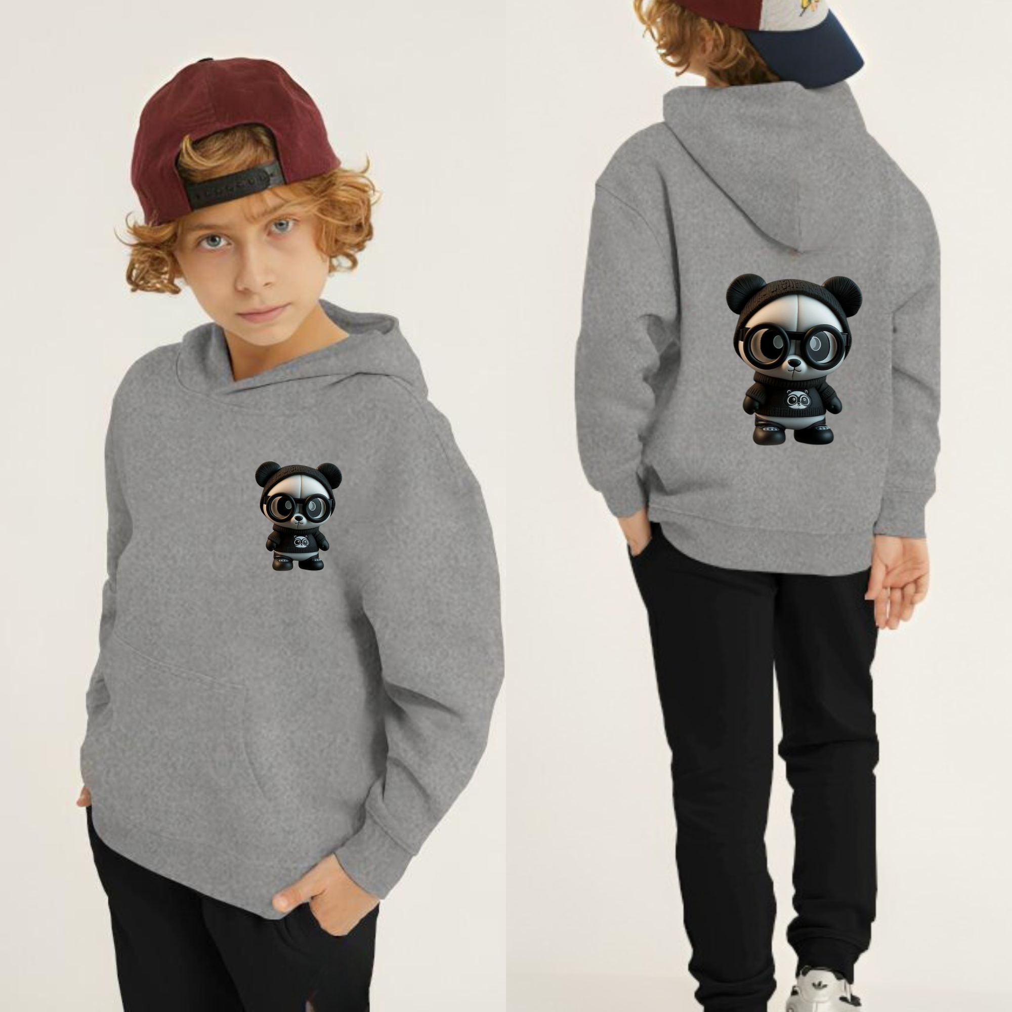 Cute Panda Printed Kids Hoodie Set