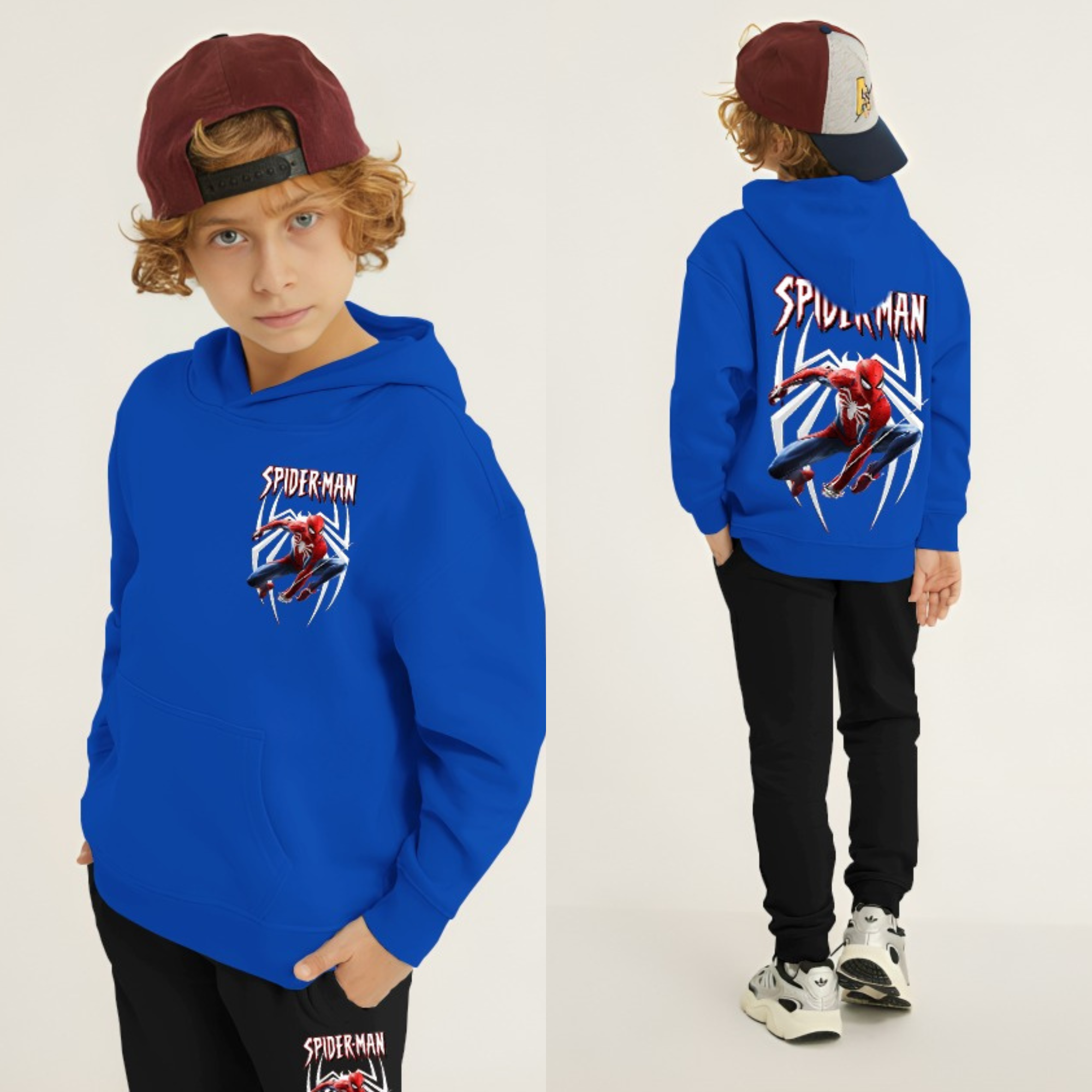 New Spiderman Printed Kids Hoodie Set