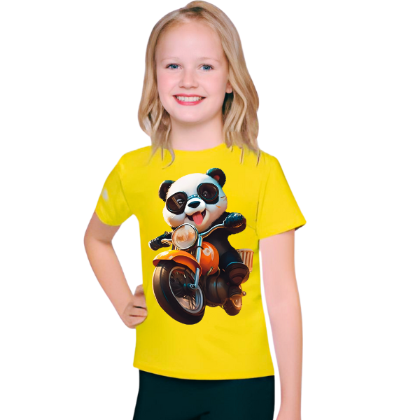 Panda Ride on Bike T Shirt For Kids