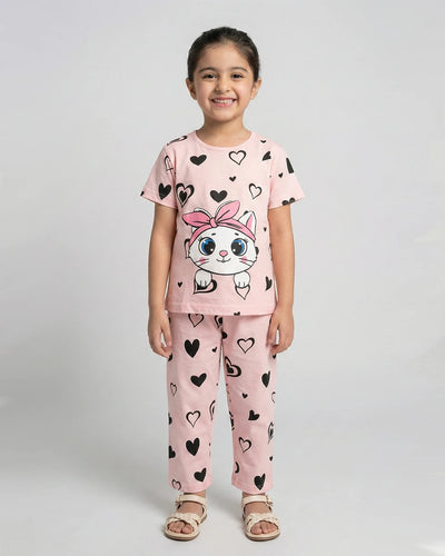 Trendy Kids' Kitty T-Shirt & Pajama Set