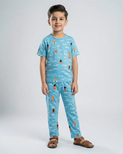 Kids' Summer Pajama Set – Blue Ocean Breeze