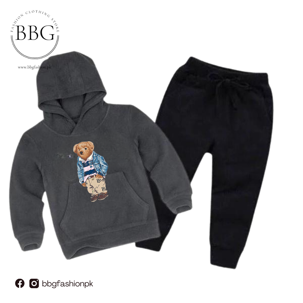 Polo Bear Printed Kids Hoodie Set