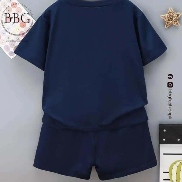 Blue Grey Panel Kids Short Sleeve Kids Wear