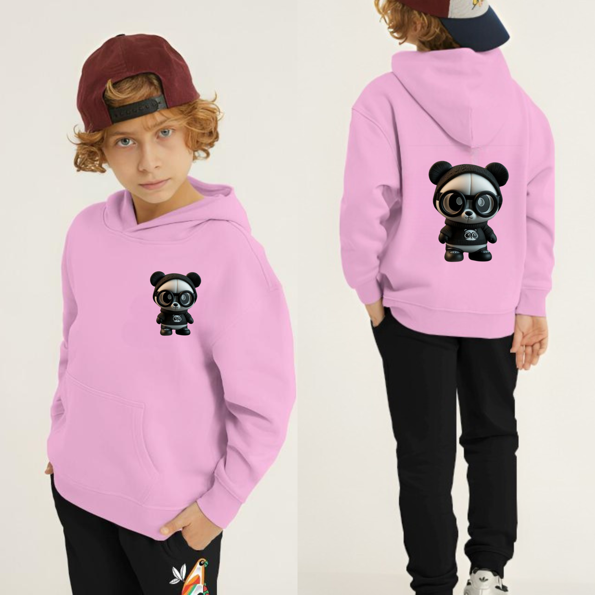 Cute Panda Printed Kids Hoodie Set