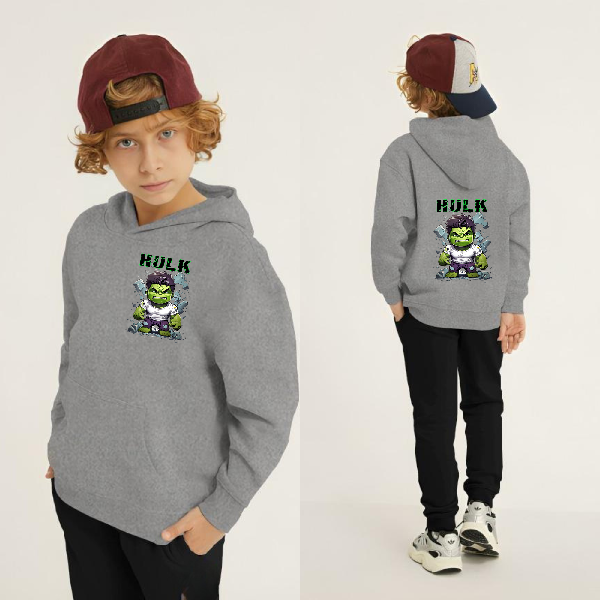 Hulk Printed Kids Hoodie Set