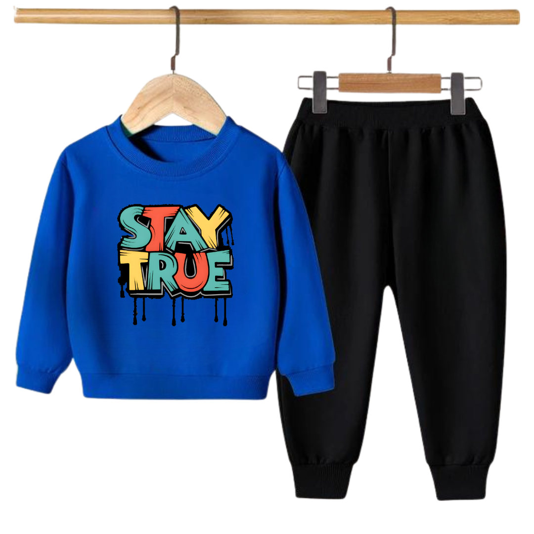 STAY TRUE PRINTED SWEATSHIRT SET