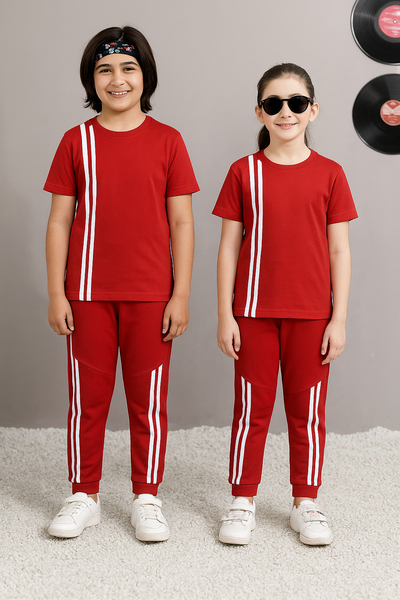 Crimson Stripe Kids Tracksuit
