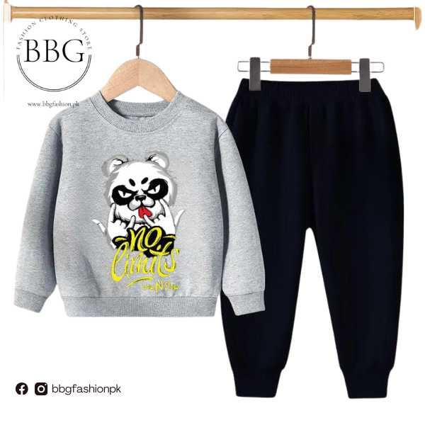 Grey No Limit Bear Kids Sweatshirt & Pant