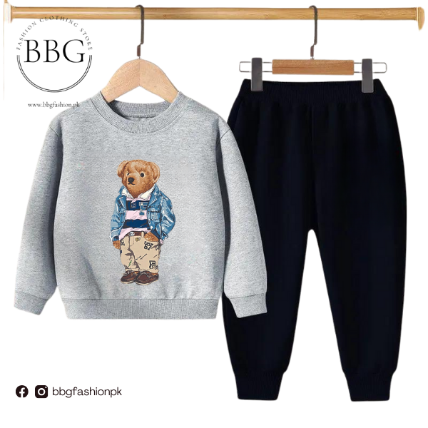 Grey Polo Bear Kids Sweatshirt & Pant