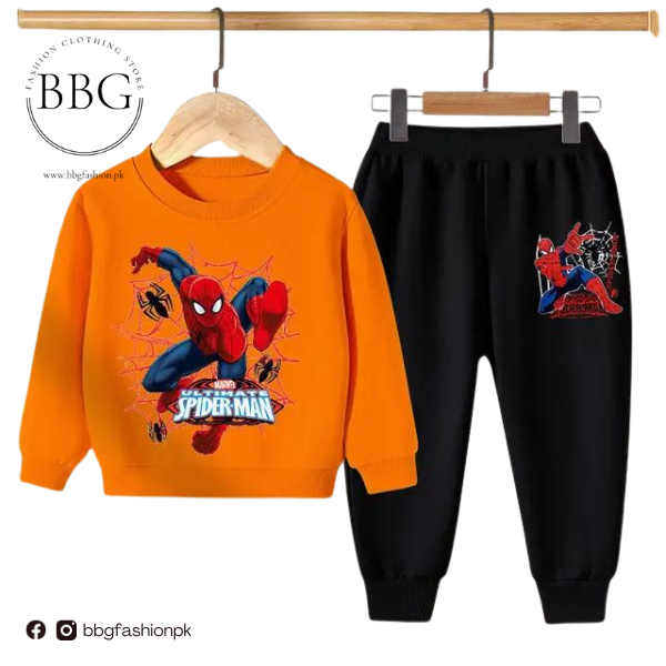 Orange Spiderman Kids Sweatshirt & Pant