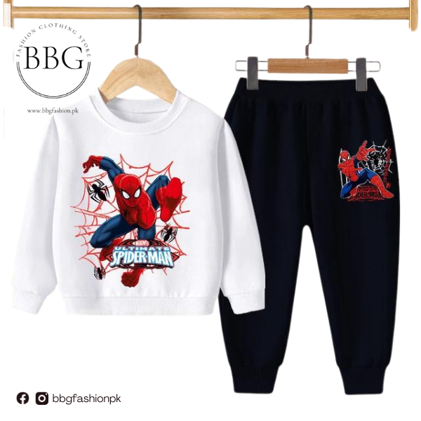 White Spiderman Kids Sweatshirt & Pant