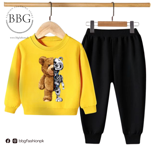 Yellow Robo Bear Kids Sweatshirt & Pant