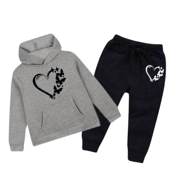 Love Butterfly Printed Kids Hoodie Set