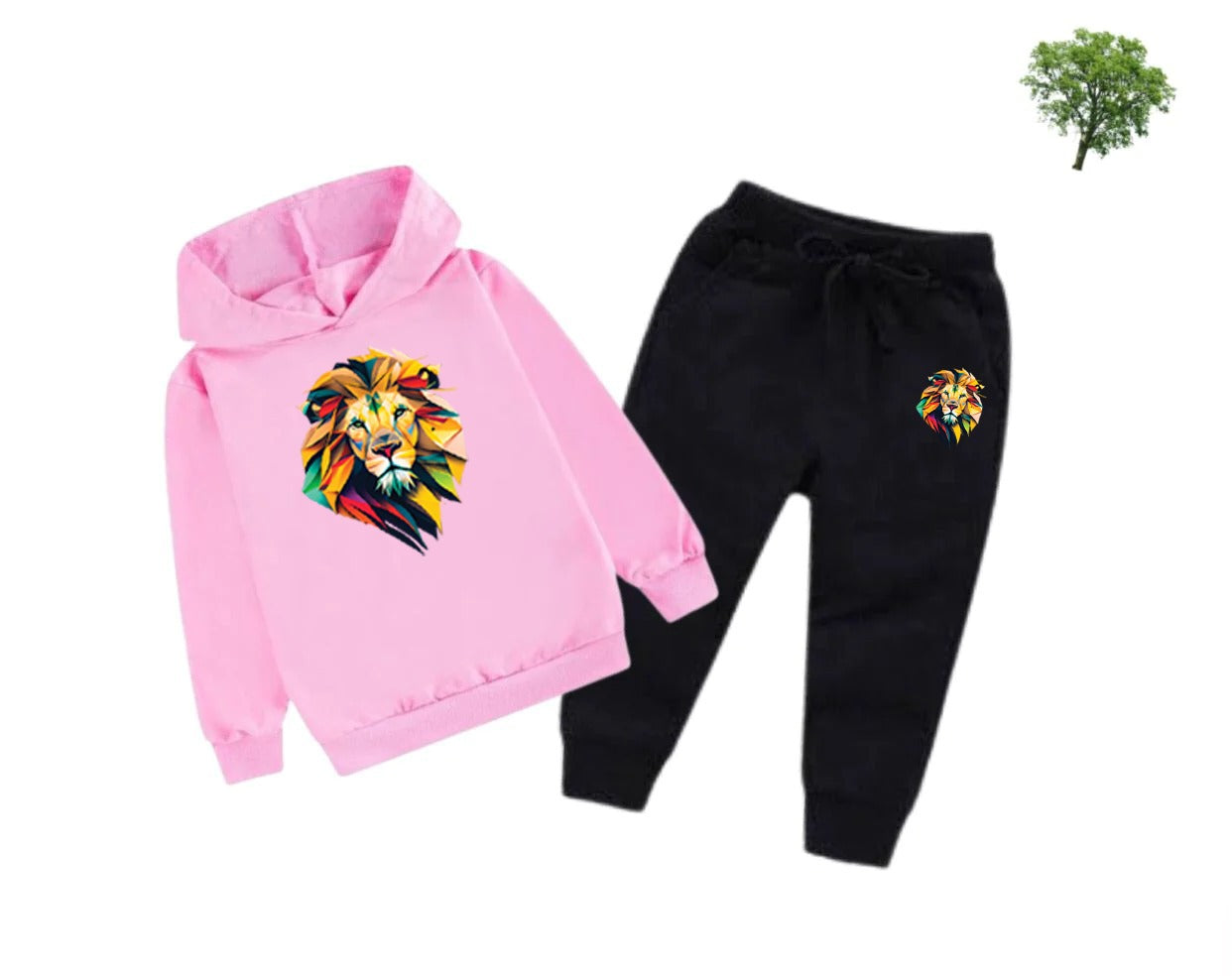 Lion Printed Kids Hoodie Set