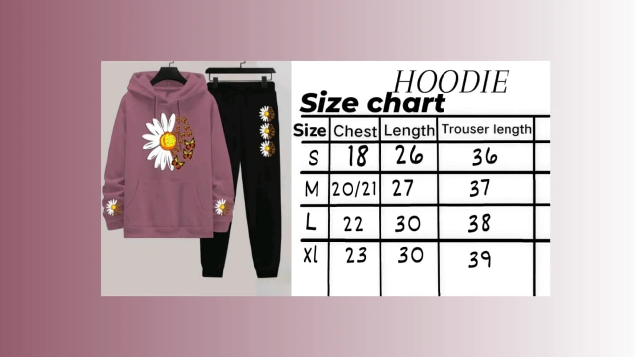 Daisy Flower Printed Women Hoodie Set