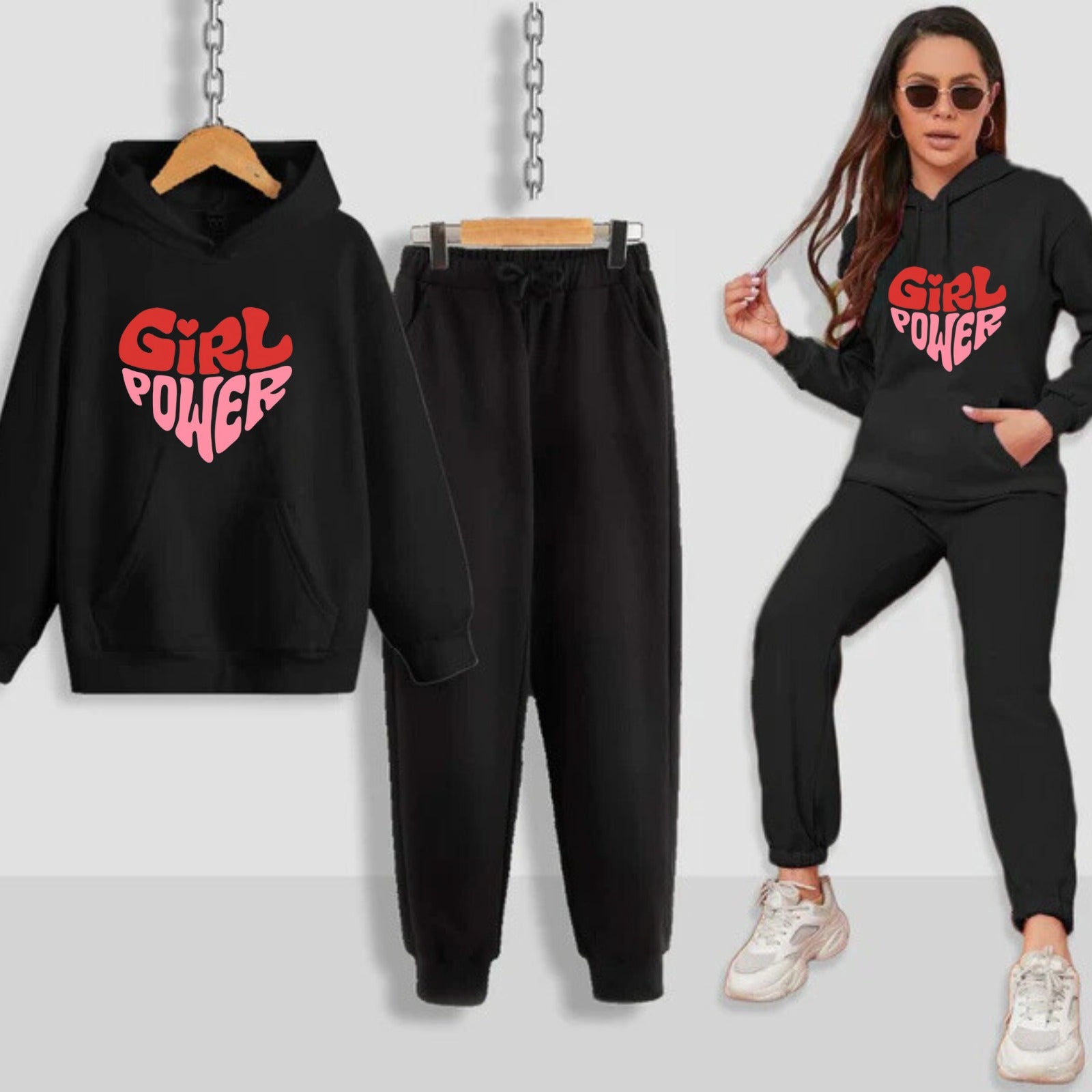 Girl Power Printed Women Hoodie Set