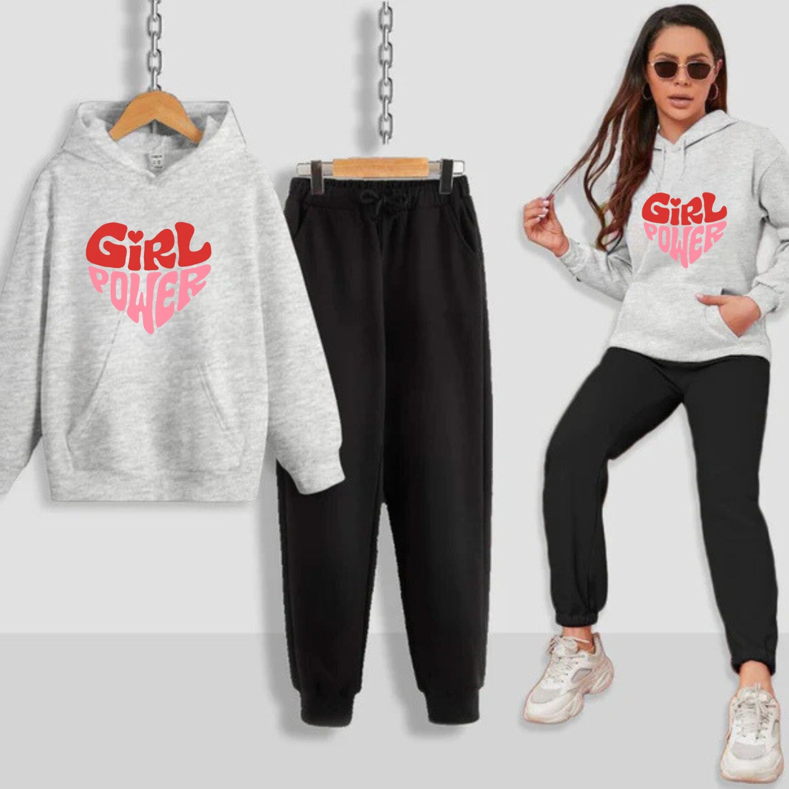 Girl Power Printed Women Hoodie Set