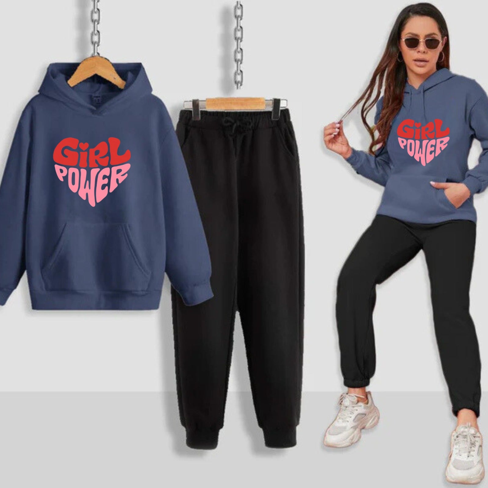 Girl Power Printed Women Hoodie Set