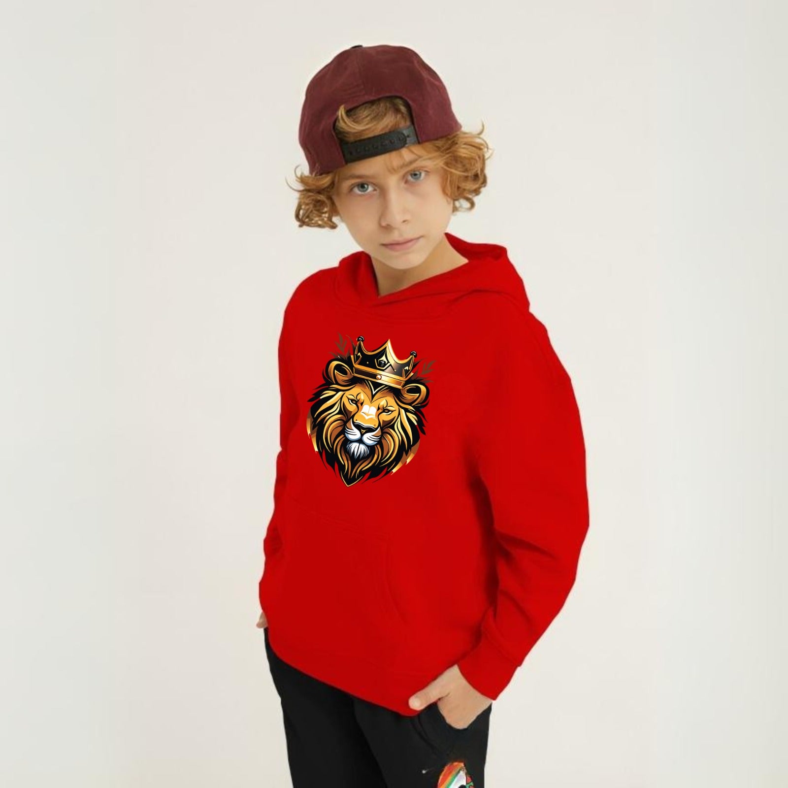 Golden Lion Printed Kids Hoodie Set