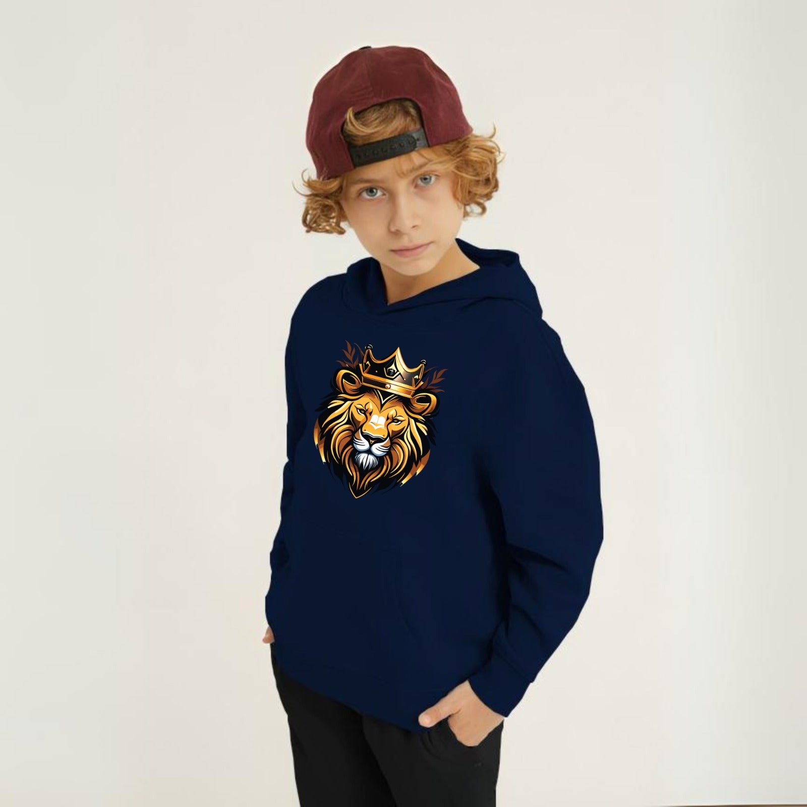 Golden Lion Printed Kids Hoodie Set