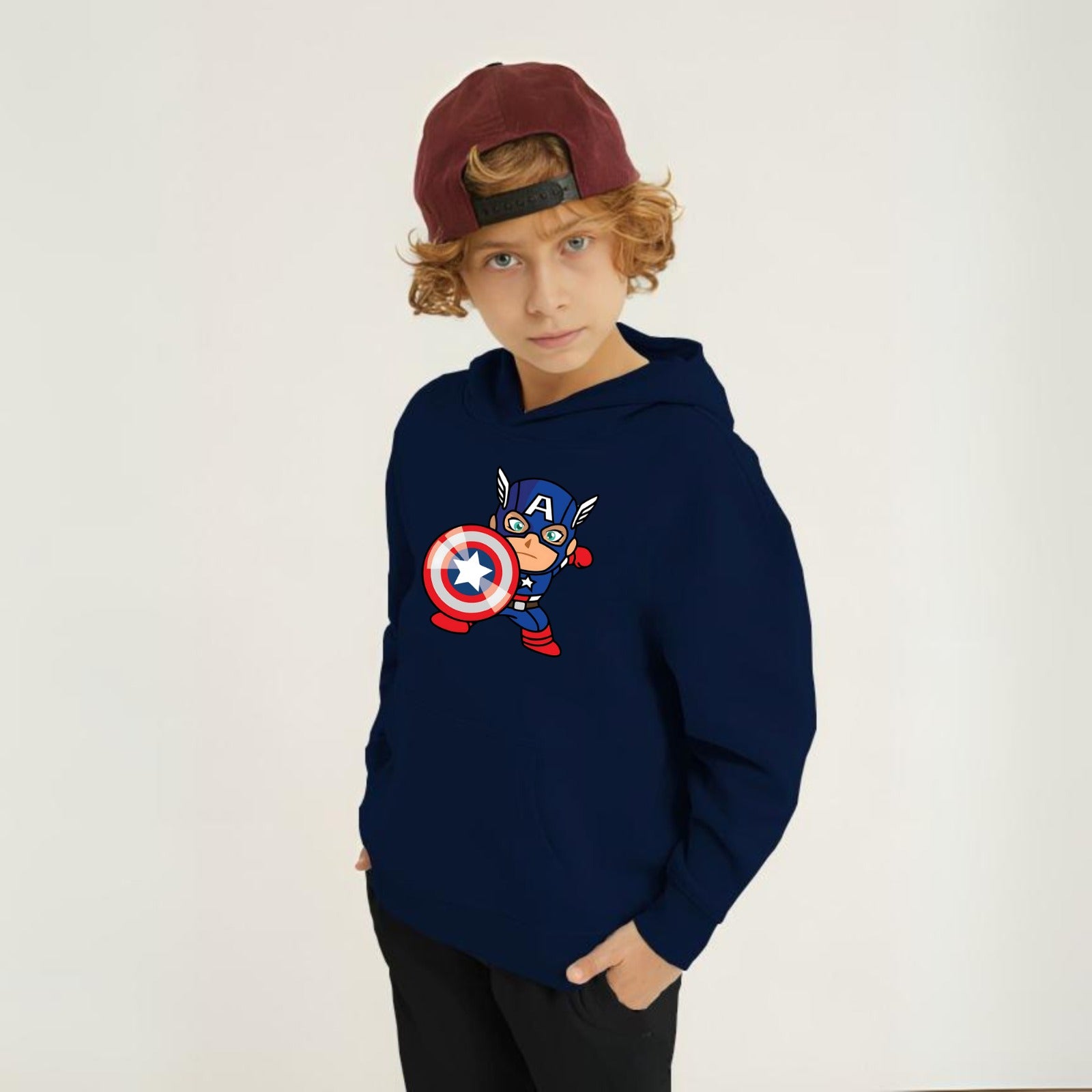 Captain America Printed Kids Hoodie Set