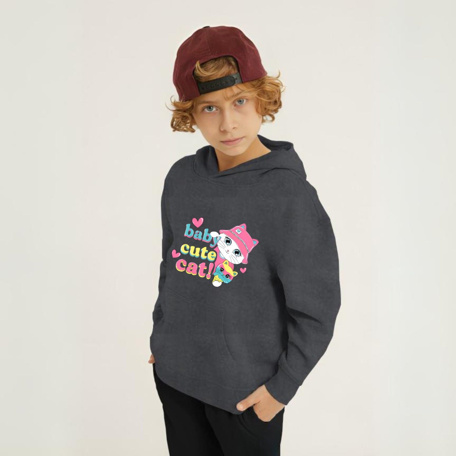 Baby Cute Cat Printed Kids Hoodie Set