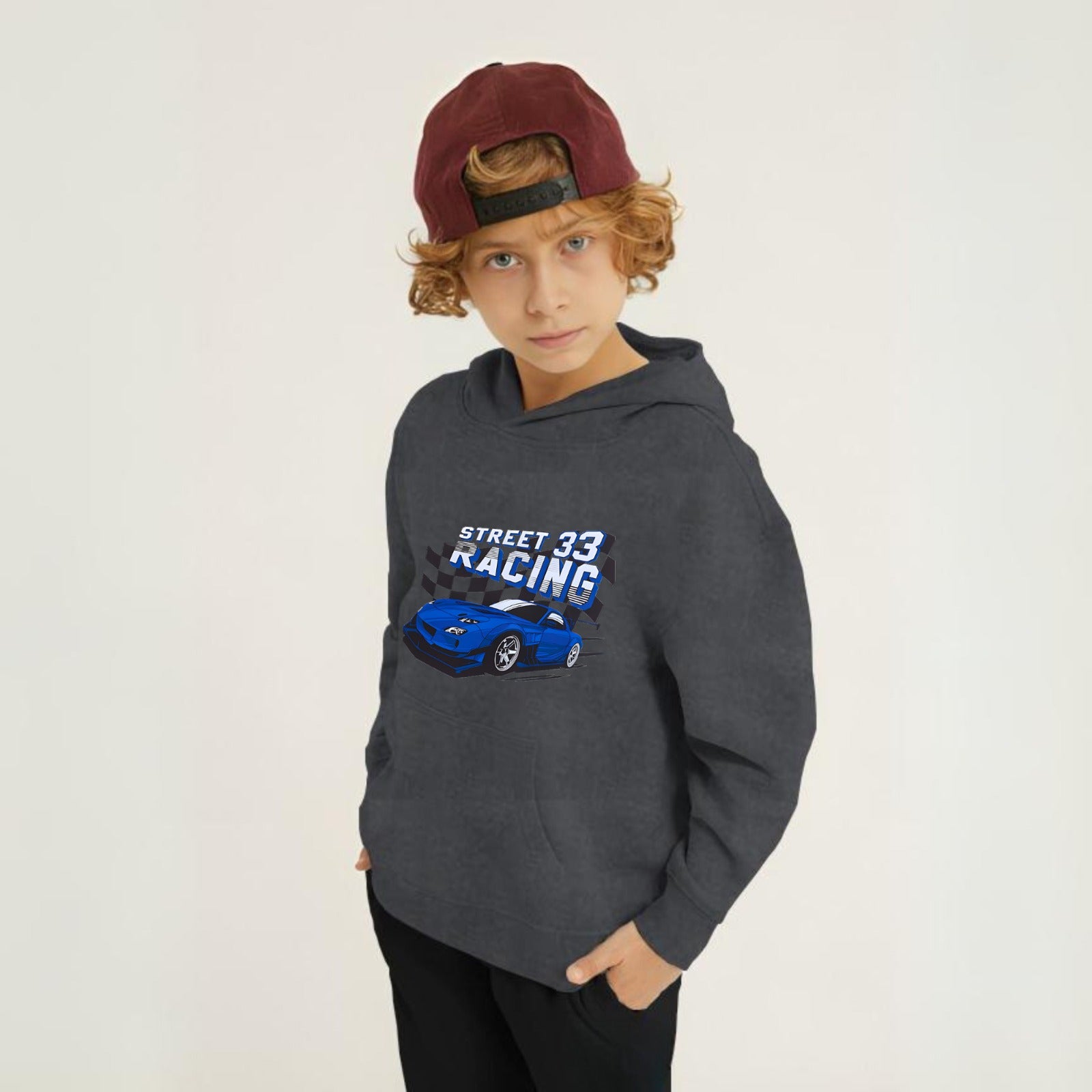 Street Racing Printed Kids Hoodie Set