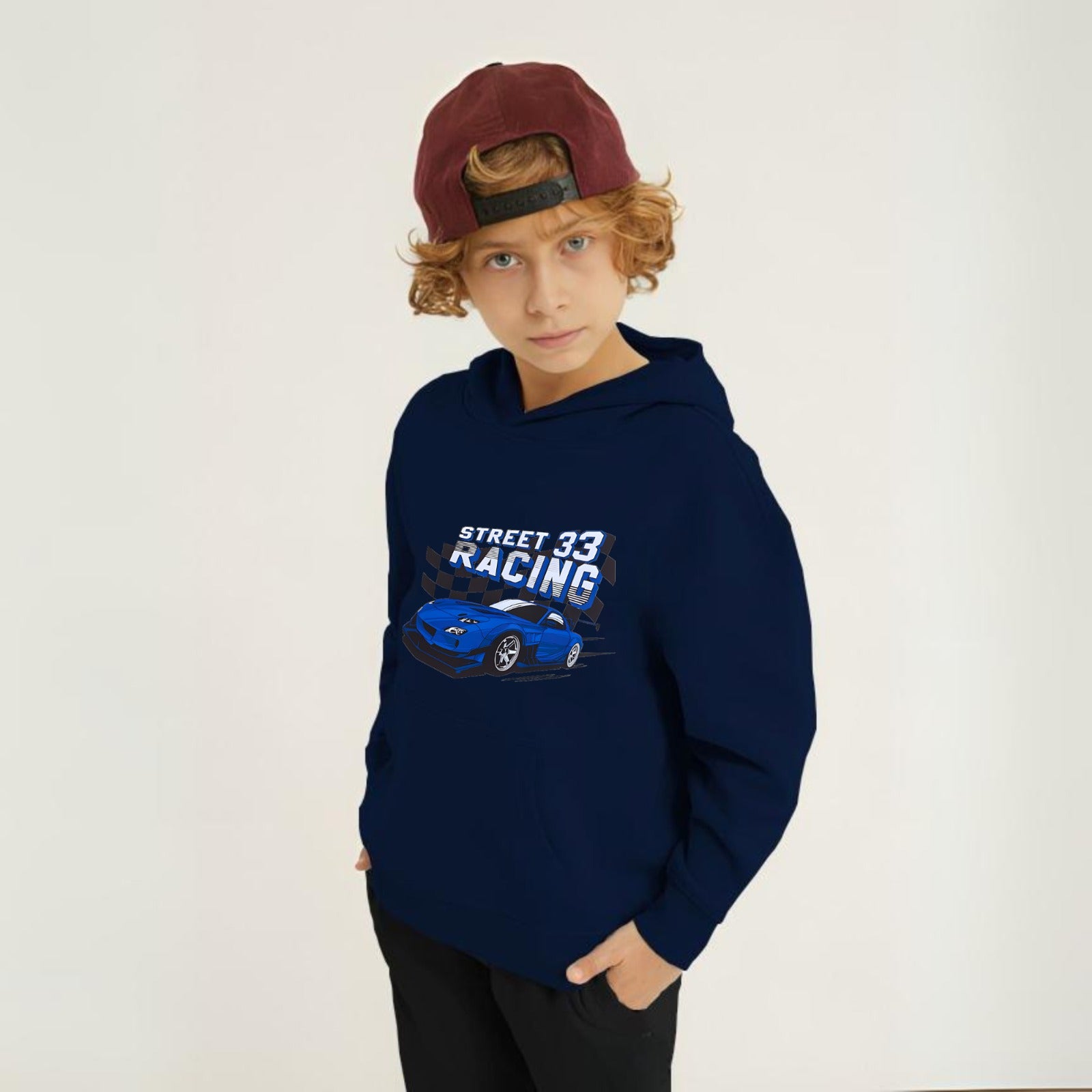 Street Racing Printed Kids Hoodie Set