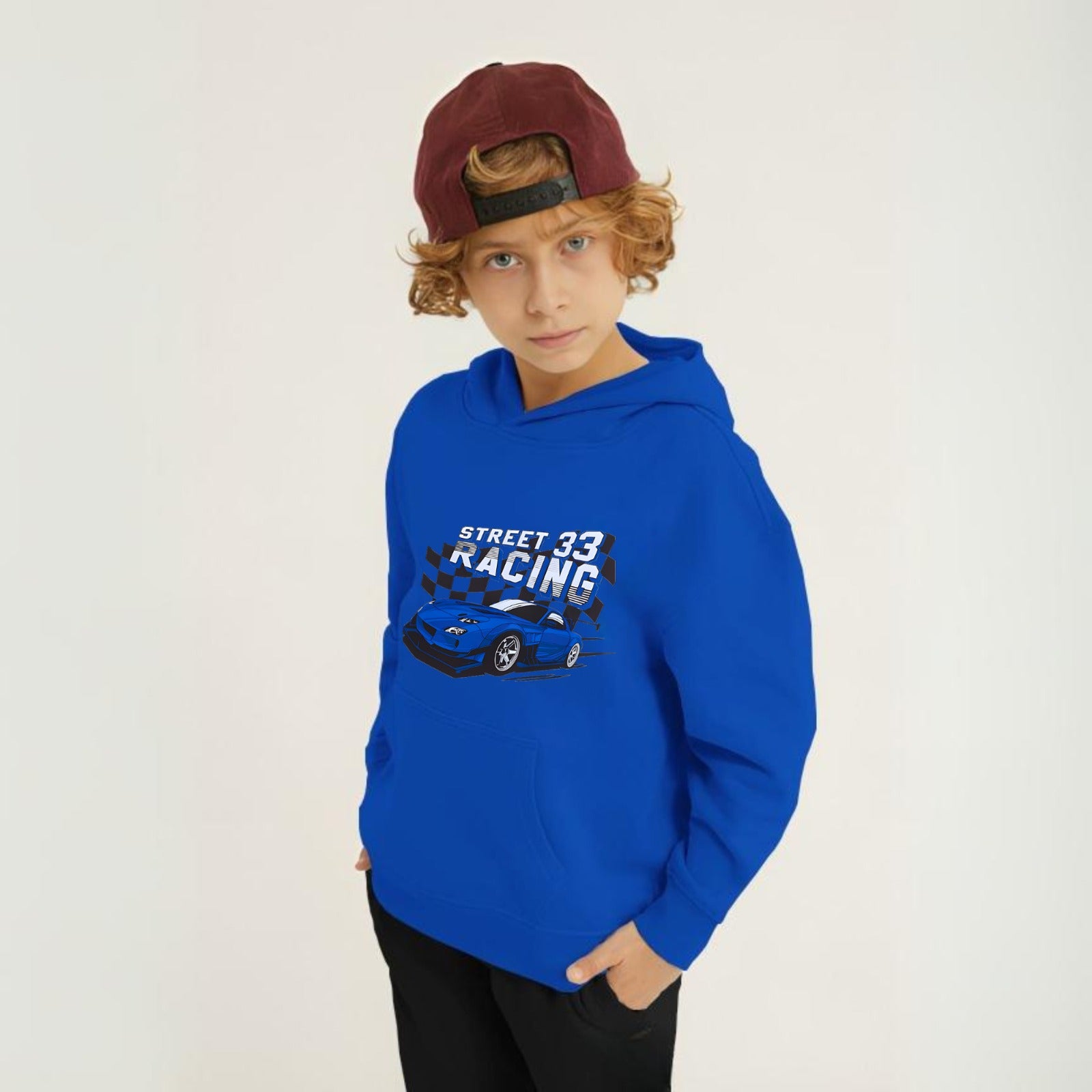 Street Racing Printed Kids Hoodie Set