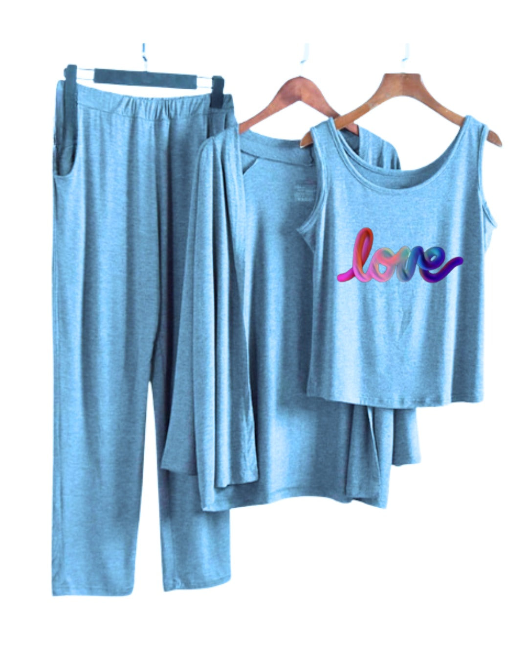 Multi Love Women Night Suit 3 Pieces Set