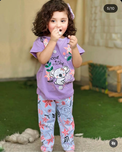 Koala Dreams - Soft Cotton Kids Short Set (Purple Floral)