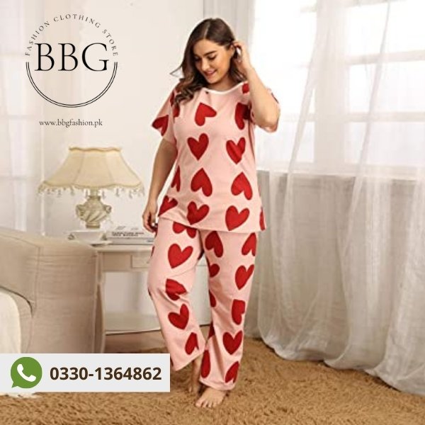 Pink Heart Woman Pajama Set