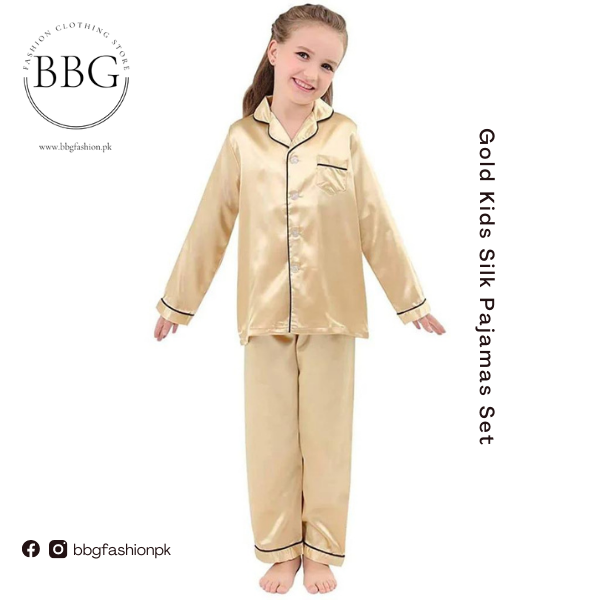 Gold Kids Silk Pajamas Set