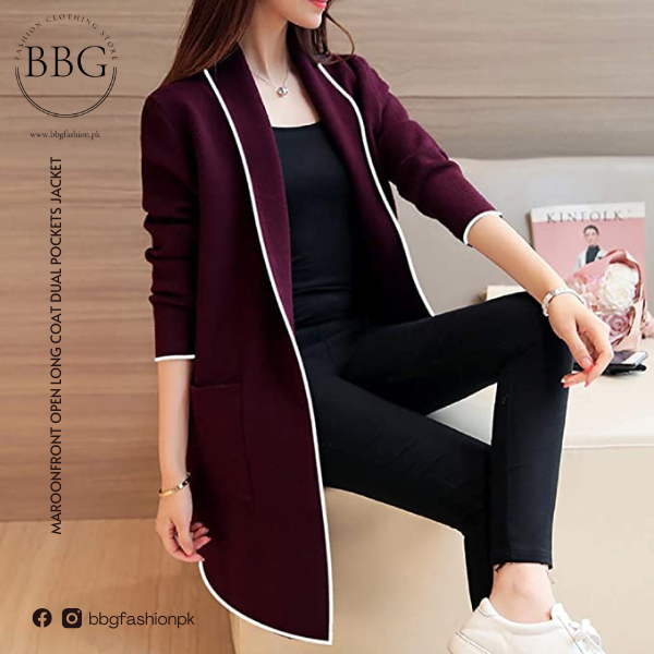 Maroon on sale long coat