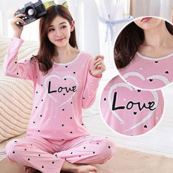 Pink Love Women Nightsuit PJ