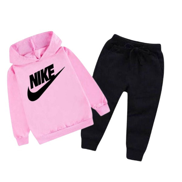 Pink Nike Printed Kids Hoodie Set