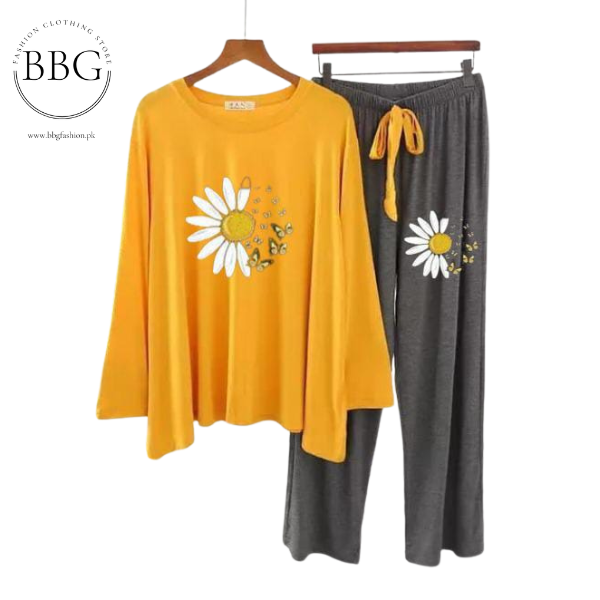 Yellow Daisy Flower Printed Loungewear